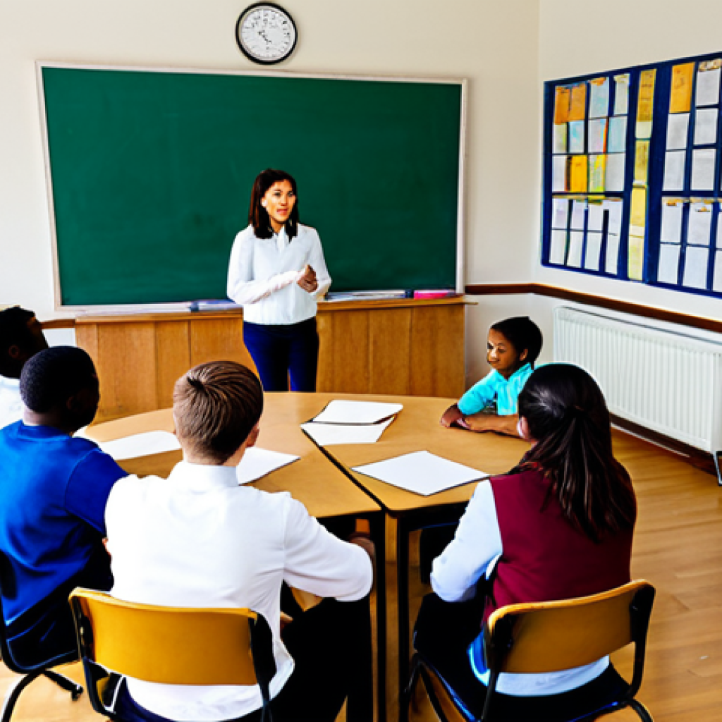 회복적 정의와 커뮤니티 리더십 - **Image Prompt 1: Restorative Circle in a School**
A diverse group of fully clothed students and a ...