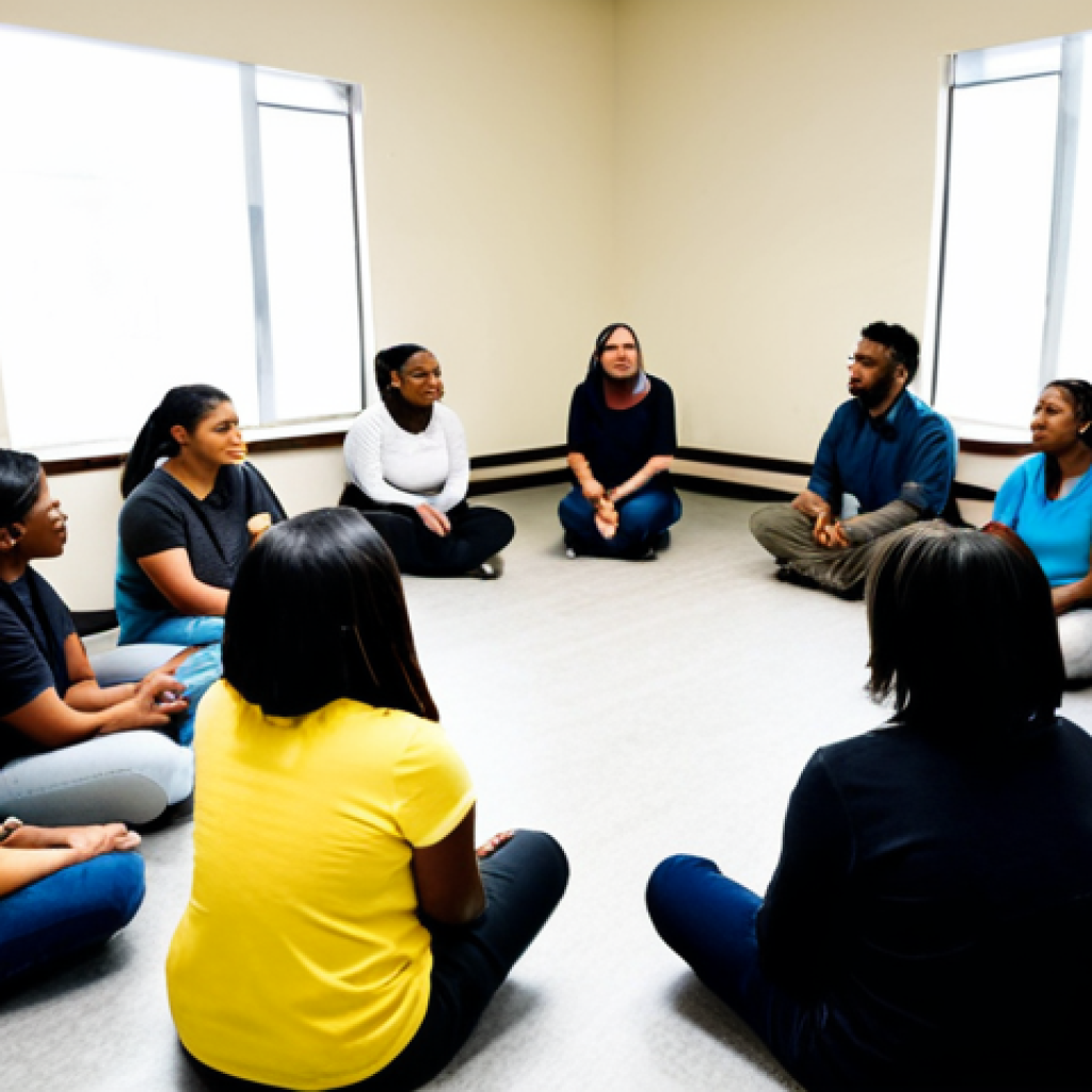 회복적 정의의 미래 트렌드와 전망 - **
"A facilitator leads a restorative justice circle in a bright community center. Participants are...