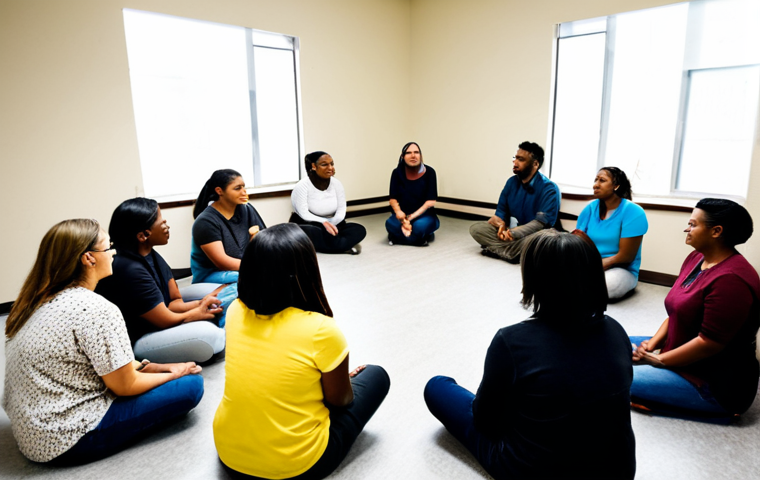 회복적 정의의 미래 트렌드와 전망 - **
"A facilitator leads a restorative justice circle in a bright community center. Participants are...
