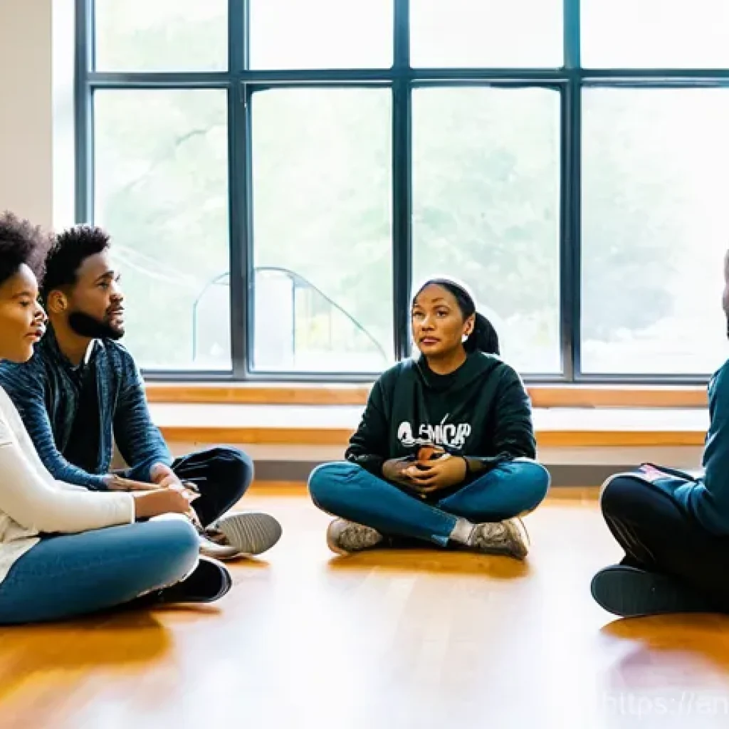 회복적 정의를 통한 지역사회 회복력 증진 - **A Restorative Justice Circle: Building Understanding and Empathy**
A diverse group of adults a...