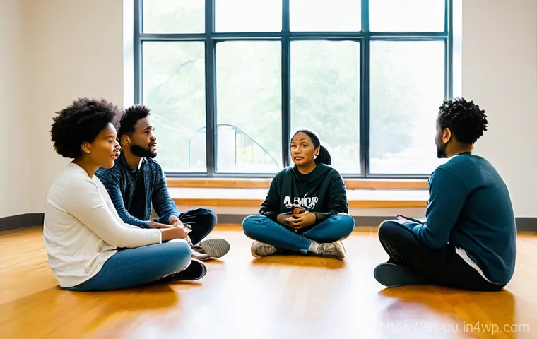 회복적 정의를 통한 지역사회 회복력 증진 - **A Restorative Justice Circle: Building Understanding and Empathy**
A diverse group of adults a...